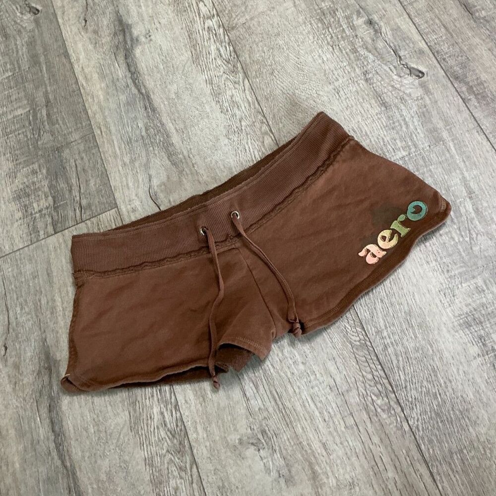 Aeropostale Women’s M Brown Dolphin Shorts Y2K Low Rise Lounge Aero Logo